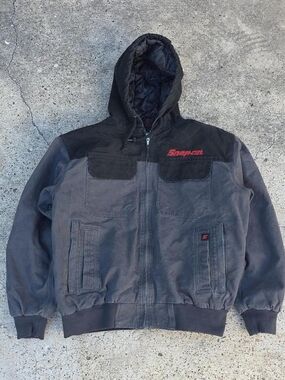 Snap On Jacket Mens Size Large Canvas Quilt Lined Workwear Jacket Tools